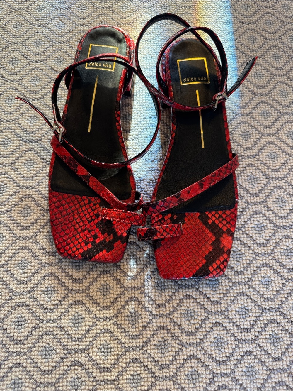 Dolce Vita Red Square-Toe Ankle-Strap Women's Sandals